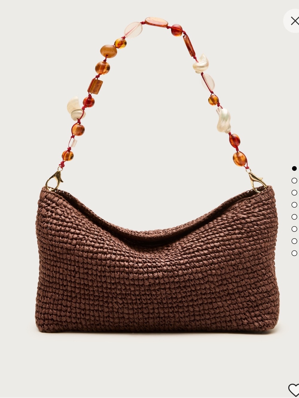 J. Crew Woven Straw Shoulder Bag with Amber Beaded Strap — Brown